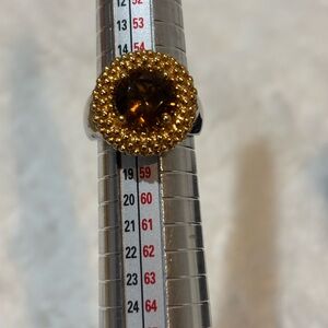 Beautiful Karpos Citrine cocktail ring in gold & silver sz 8